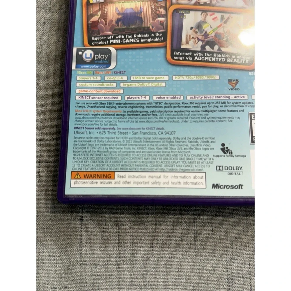 Rabbids: Alive & Kicking - Microsoft‎ Xbox 360 Kinect With Manual 2011 Rates E